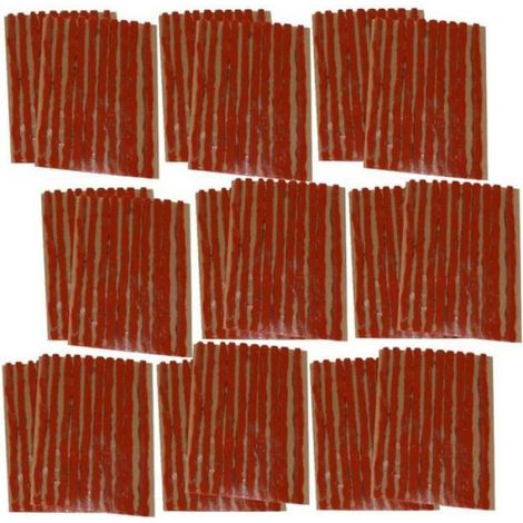 Mèches de réparation de pneu - Lot de 100 - Longueur 10 cm - Épaisseur 6 mm - Couleur marron (1/3)