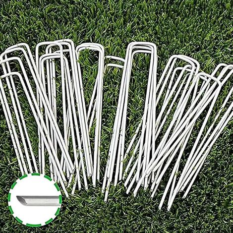 Lot de 50 Piquets de Fixation en Acier - 150 mm de Long, Ø 3 mm - pour Toiles de Paillages et de Jardinage, Grillage et Filets (1/5)