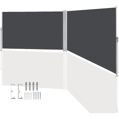 SWANEW Doppio lato tenda da sole -Out Schermo Protection Protezione del vento Terrazza Sun Protezione Sun Rullo A Consapevolezza in alluminio cieco Grigio 180x600 cm (1/5)