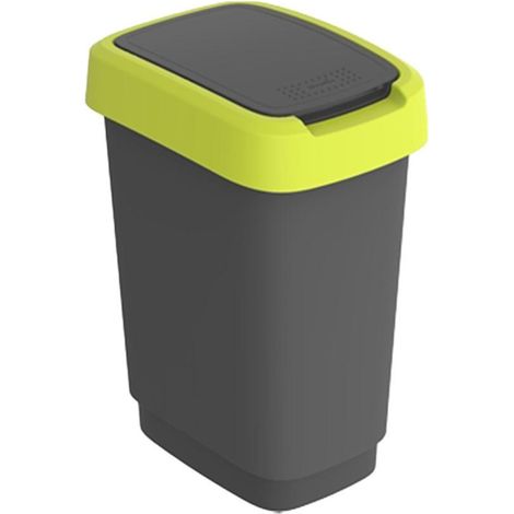 Contenedor  de  reciclaje  TWIST  50l  H602xAn298xPr401mm  negro  borde  de  la  tapa  amarillo  ROTHO (1/4)