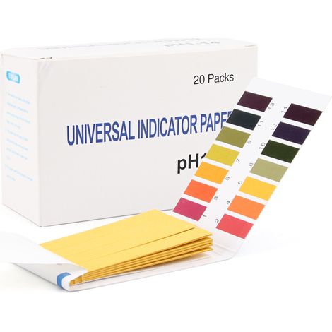 Bandelettes de test pH (1-14 en anglais), bandelettes de test à large gamme, peuvent être utilisées pour tester la valeur pH de l'urine, des produits de soins de la peau, etc. (1/4)