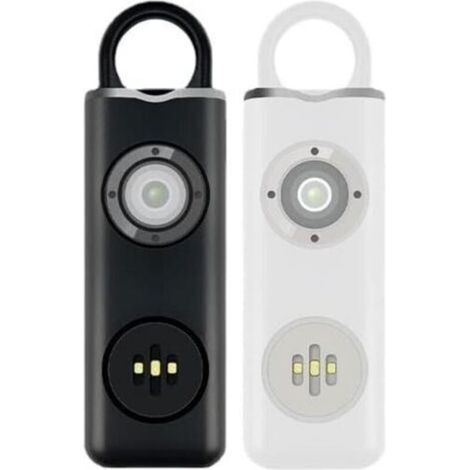 Safe Sound Alarme personnelle, sirène puissante 130 dB avec lumière LED stroboscopique SOS, mousqueton, câble de charge, sirène de sécurité sonore pour femmes, hommes, enfants, personnes âgées (blanc)