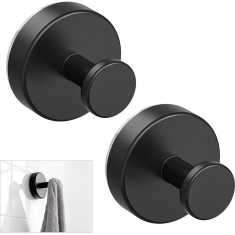 Saugnapfhaken für Dusche, abnehmbare Badezimmerhaken ohne Bohren für Handtücher und Luffaschwämme, für Badezimmerfenster, -tür und -wand, 2er-Pack, Schwarz (1/5)