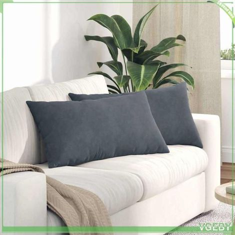 Coussins de canapé - FAFEISY - Modernes - Velours côtelé - Gris foncé - 80 x 40 cm (1/5)