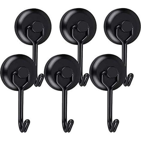 Crochet Aimanté Puissant Crochet Magnetique Frigo Noir Néodyme Pivotants Aimant Crochet Magnétique Crochets Aimantés Magnétiques pour Cuisine Torchon Tableau 6pcs (1/5)