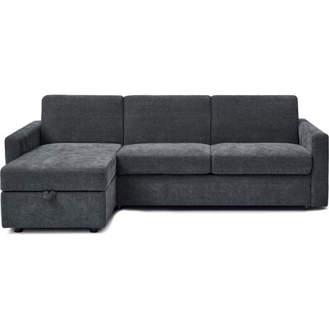 Divano angolare reversibile ed express trasformabile in tessuto "Celia" - 3 posti - Grigio (1/5)