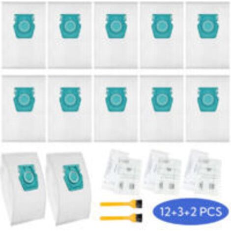 12 sacs à poussière de rechange pour aspirateur Miele TU Guard L1/Guard S1/CO Guard M1 - Accessoire pour aspirateur : sac à poussière, 3 jeux de filtres en coton, petite brosse