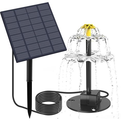 Fontaine solaire de jardin (avec support) pour petit bain d'oiseaux, système de circulation, cascade décorative extérieure (1/5)