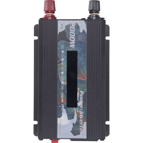 Onduleur solaire extérieur 2000 W pour voiture, convertisseur CC 12 V/24 V vers CA 110 V, avec onde sinusoïdale corrigée, port USB 2 A, ventilateur et écran LCD, noir, 24 V CC (1/5)