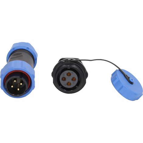 Connecteur étanche IP68 prise mâle et embase femelle en ABS 4 broches 4 trous pour alimentation électrique (1/5)