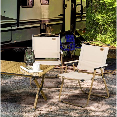 Silla jardín plegable portátil caqui juego 2 OKMYHOME (1/3)