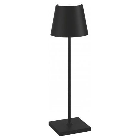 Zafferano Lampada a led da tavolo Poldina Pro Nera ricaricabile e dimmerabile con batteria fino a 12 ore. Da esterno IP65.