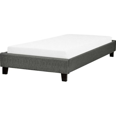 Bett ohne Kopfteil Stoff ROANNE 90 x 200 cm Grau