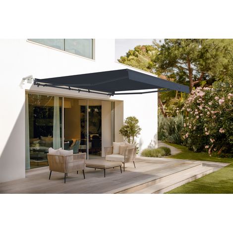 Toldo motorizado semicofre FAZZIO 4x3m - Lona premium 320 g/m² gris (1/4)