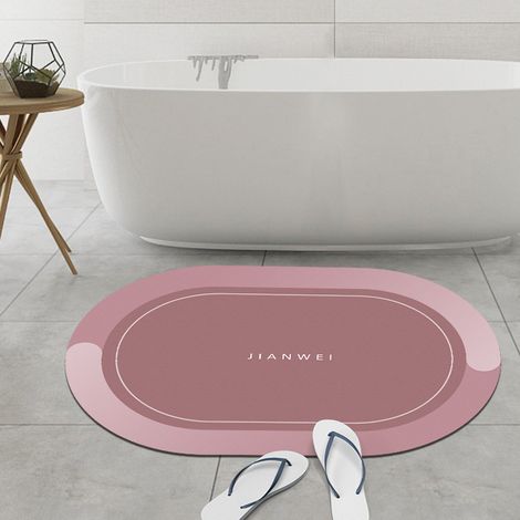 Absorbent printed colored soft diatomaceous earth floor mat, non-slip, quick-drying, suitable for bathrooms, toilets, and home use - dusty rose pink - 5070CM