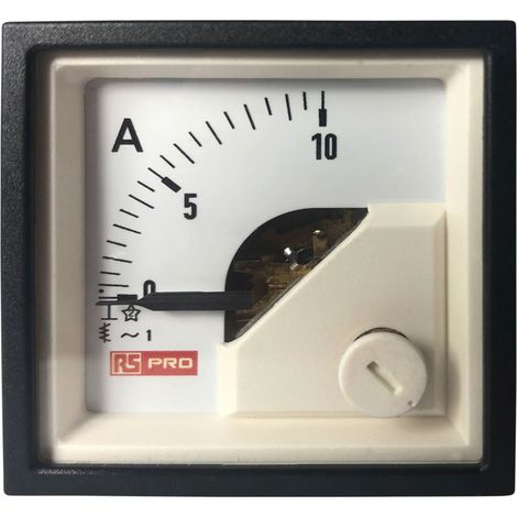 Ampèremètre analogique de panneau V c.a. RS PRO, Echelle 10 (Input, Scale)A, 48mm x 48mm ( Prix pour 1 ) (1/3)