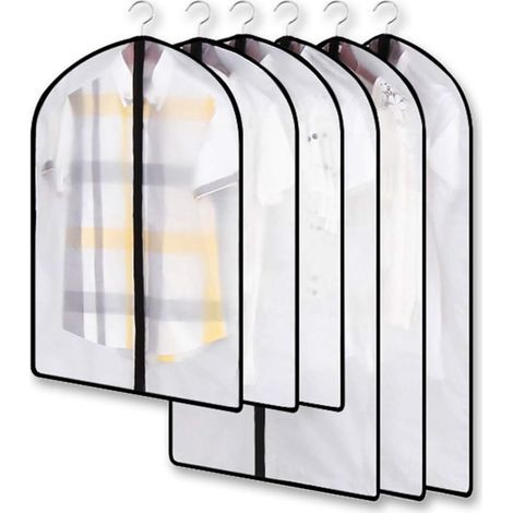 Bolsa transparente antipolillas para ropa, juego de fundas antipolvo y antipolillas para guardar ropa en el armario, protege prendas de vestir, camisas y trajes (6 piezas) (1/5)