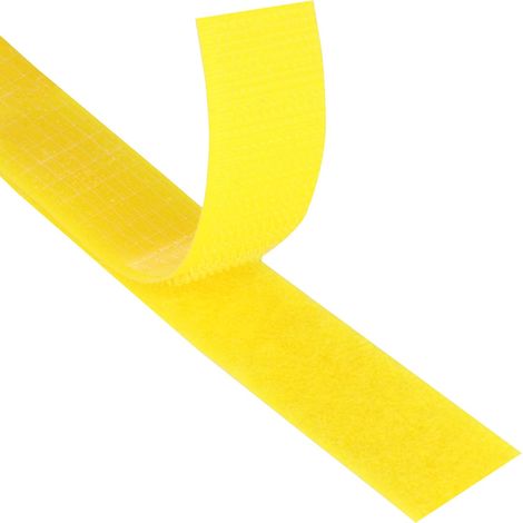 24 Set de ruban au crochet et ruban de velours  Avec adhésif acrylique  Jaune  20 mm x 8 m  Haute qualité industrielle