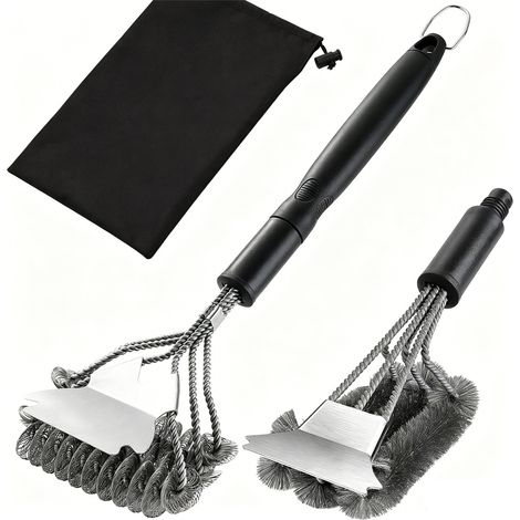 Cepillos de limpieza para barbacoa de acero inoxidable con cerdas metálicas resistentes a la corrosión (juego) (1/5)