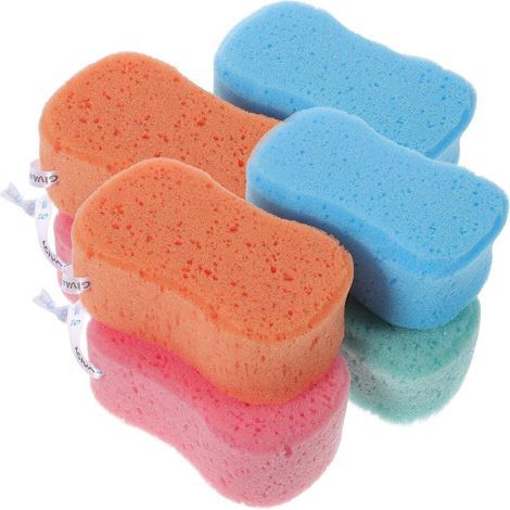 Set mit 8 einfach geformten Badeschwämmen, Badeaccessoires für Kinder und Erwachsene, verschiedene Farben – 14,5 x 8,5 cm (1/4)