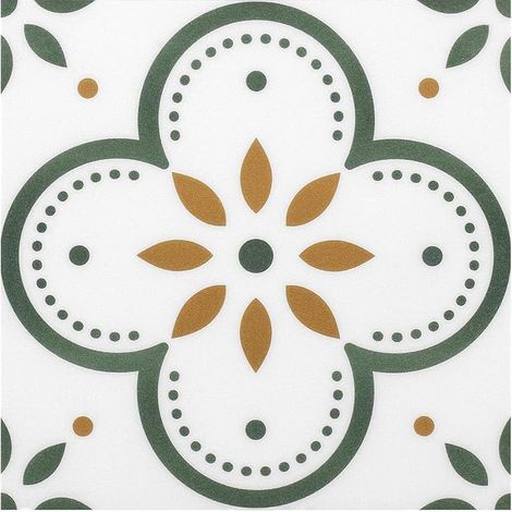 10 Sheets Vinyl Floor Tiles - 7.8" x 7.8" - Decorative Tiles for Floor, Wall, Fireplace, Pet Kennel (20 x 20 cm, Green Flower) (1/5)