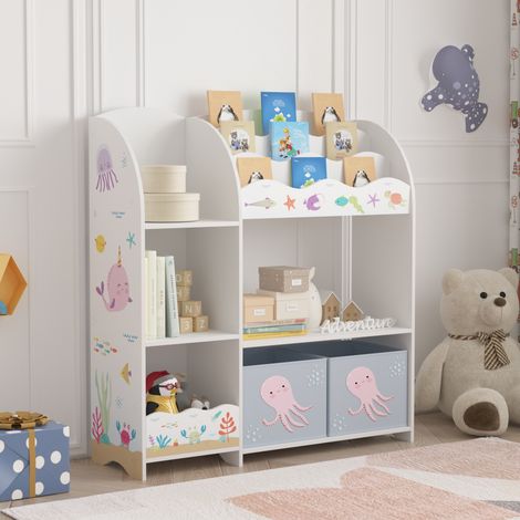 Estantería Infantil Lysekil 100x93x30 cm - Motivo de océano [en.casa] (1/5)