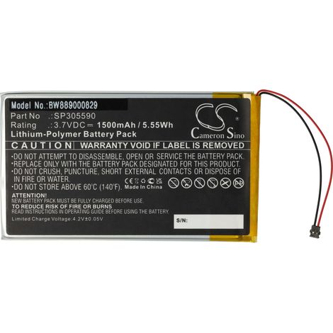vhbw Battery Replacement for Kobo SP305590 for e-Book Reader e-Reader (1500mAh, 3.7 V, Li-polymer)