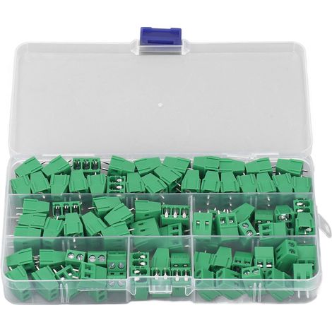 Bornier à vis, broche en laiton, connecteur de câblage pour montage sur PCB, pas de 5mm, pour projets électriques KF128 2P 3P, 80 pièces (1/5)