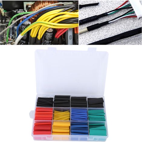 Lot de 530 gaines thermorétractables, isolantes et ignifugées colorées pour la réparation et la protection des câbles d'alimentation (1/5)