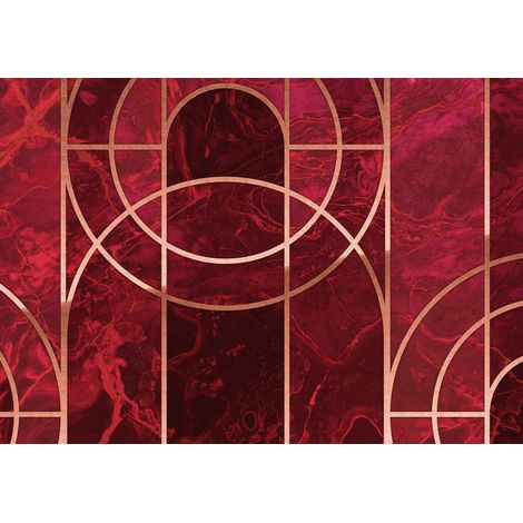 papier peint panoramique graphique rouge foncé - Sanders & Sanders (1/5)