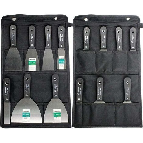 Stahlspachtel – 7-teiliges Set mit Aufbewahrungstasche – Größen von 2,5 bis 12,7 cm – Für Gipskarton und Spachtelmasse