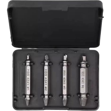 4 pièces extracteur de vis, pour vis endommagées ou cassées, embouts de vissage, acier trempé HSS, usage bricolage et maintenance (1/5)