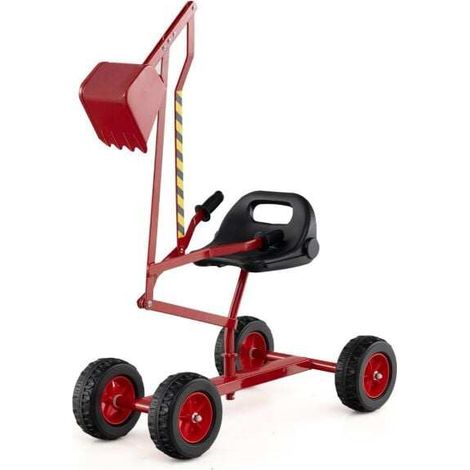 Pelleteuse à sable pour enfants, jouet de creusement pour bac à sable, excavatrice de construction extérieure pour 3 ans et plus - rouge
