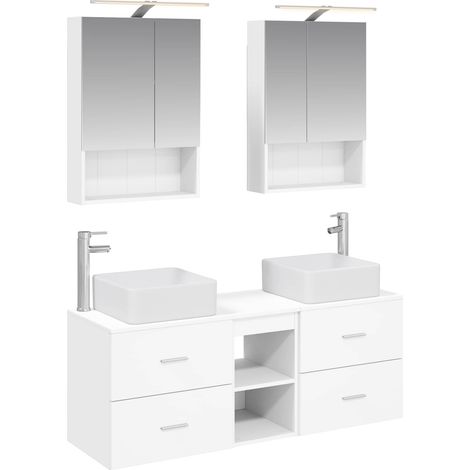 Bathroom Furniture Set 5 pcs White Engineered Wood and Glass vidaXL (1/5)