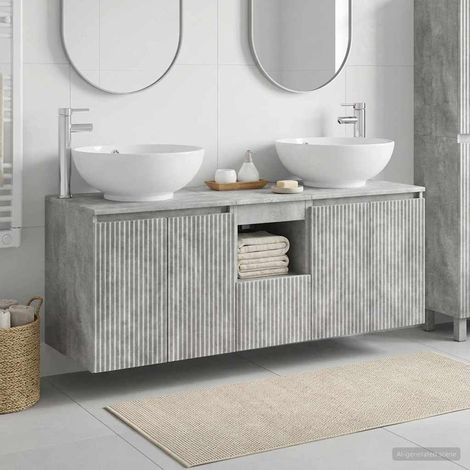 Set di Armadi da Bagno 3 pz Grigio Cemento 49,5 x 44,5 x 65 cm vidaXL (1/5)
