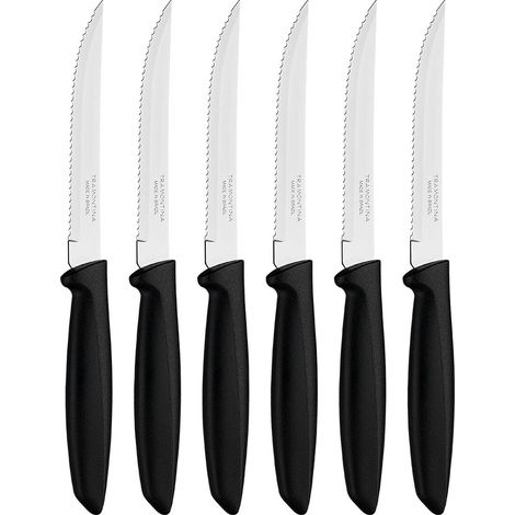Cuchillos dentados para carne, plenus, negro, 6 uds