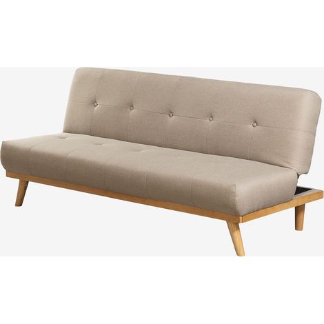 Sklum – Canapé inclinable 2 places en lin – Mécanisme Clic Clac – Dossier boutonné – Dimensions 76,5x173x80cm – Confort mousse recyclée (1/5)