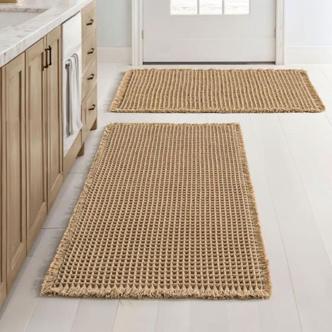 Lot de 2 Tapis de bain gaufrés, antidérapants, lavables, marron, 45,7 x 76,2 cm, pour baignoire et douche (1/3)