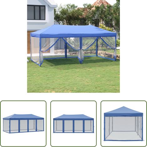 Tente de réception - Tente de réception pliable avec parois Bleu 3x6 m (1/5)