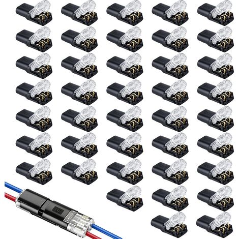 Conector de cable doble de 40 piezas con hebilla de bloqueo, conector rápido con anillo de bloqueo, adecuado para iluminación LED, aplicaciones automotrices y de construcción (1/5)