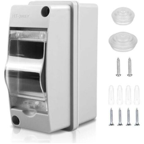 Outdoor Waterproof Electrical Enclosure: IP65 Outdoor Waterproof Electrical Box, 1-Row Electrical Panel, Waterproof Electrical Enclosure, 2-Module Electrical Enclosure for Wall-Mounted Circuit Breaker