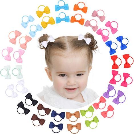 Lot de 40 mini nœuds élastiques pour cheveux de 5 cm pour petites filles, accessoires pour enfants, tout-petits et nourrissons (1/5)
