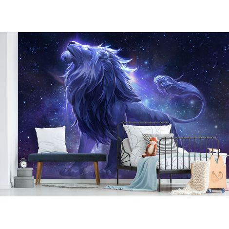 Fototapete Löwe Tiere Sterne Weltraum, für Kinderzimmer, 150 x 105 cm – Komplettset inkl. Kleister & Anleitung (1/5)
