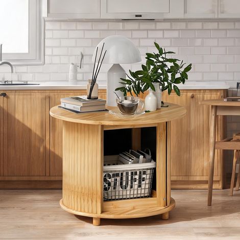 Table basse bois naturel en bambou 60 x 60 x 45 cm (1/5)