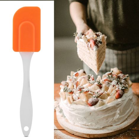 Spatule Silicone Résistant Chaleur, Racloir Beurre Crème, Outil Cuisine Pâtisserie Mélange Gâteau Orange (1/5)