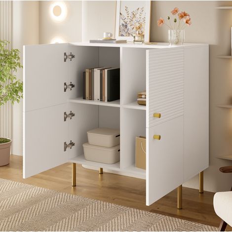 Madia mobile contenitore MDF 80x36x90 cm bianca OKMYHOME (1/5)