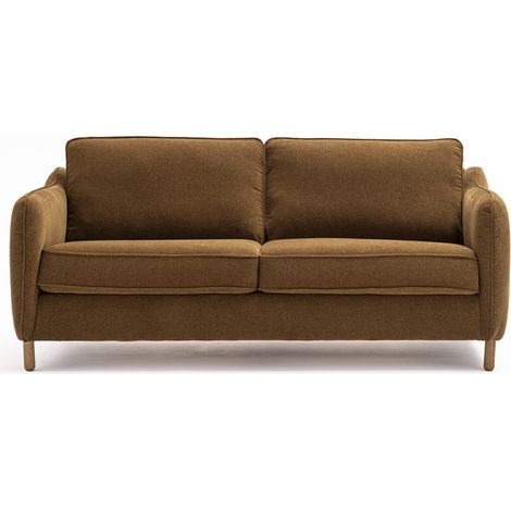 Canapé convertible express 3 places en tissu pieds bois foncé - Bronze - VORNAY (1/5)