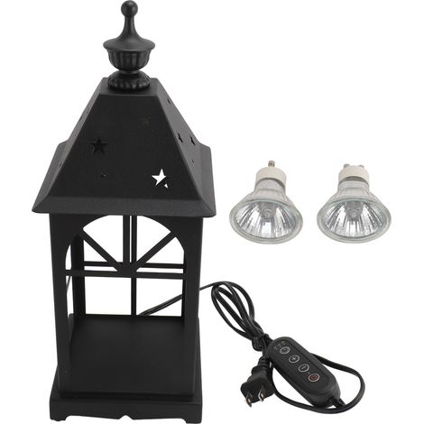 Ortviai Lampe chauffe-cire électrique en fer vintage pour huiles essentielles – 33 cm, 2 ampoules GU10 incluses (1/5)