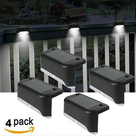 Lot de 4 lampes solaires LED pour escaliers Noir Shell White Light, Patio, Clture, Mur, Paysage, Alle, Clture Lumires solaires (1/4)