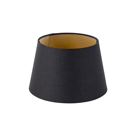 QAZQA Cotton Lampshade Black 20/15/13 with Gold Interior
